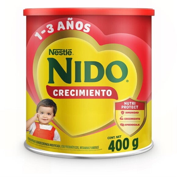 NIDO® Crecimiento 1+ Leche en polvo de crecimiento Nido para niños de 1 a 3 años, con vitaminas, calcio, zinc y proteínas.