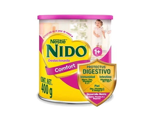 Leche de crecimiento  deslactosada en polvo Nido Comfort para niños mayores de 1 año.